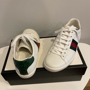 Women’s GUCCI Ace Sneakers Size 38, Leather Gucci Sneakers